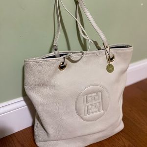 Tommy Hilfiger white genuine leather tote